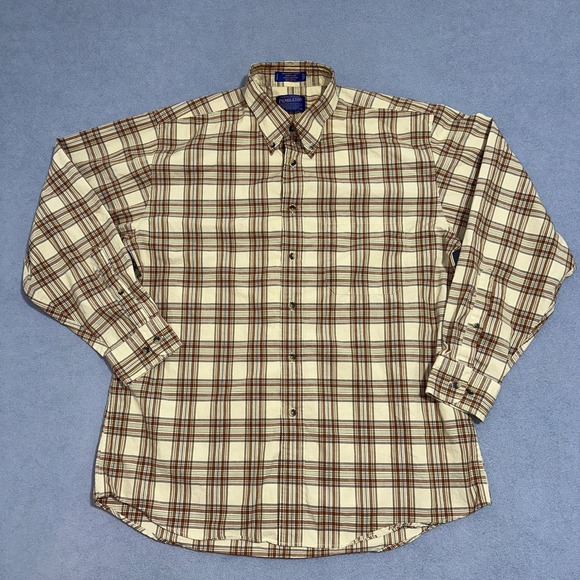 Pendleton Other - Pendleton Plaid Button Down Shirt Wrinkle Resistant Tan Brown Mens Size Large